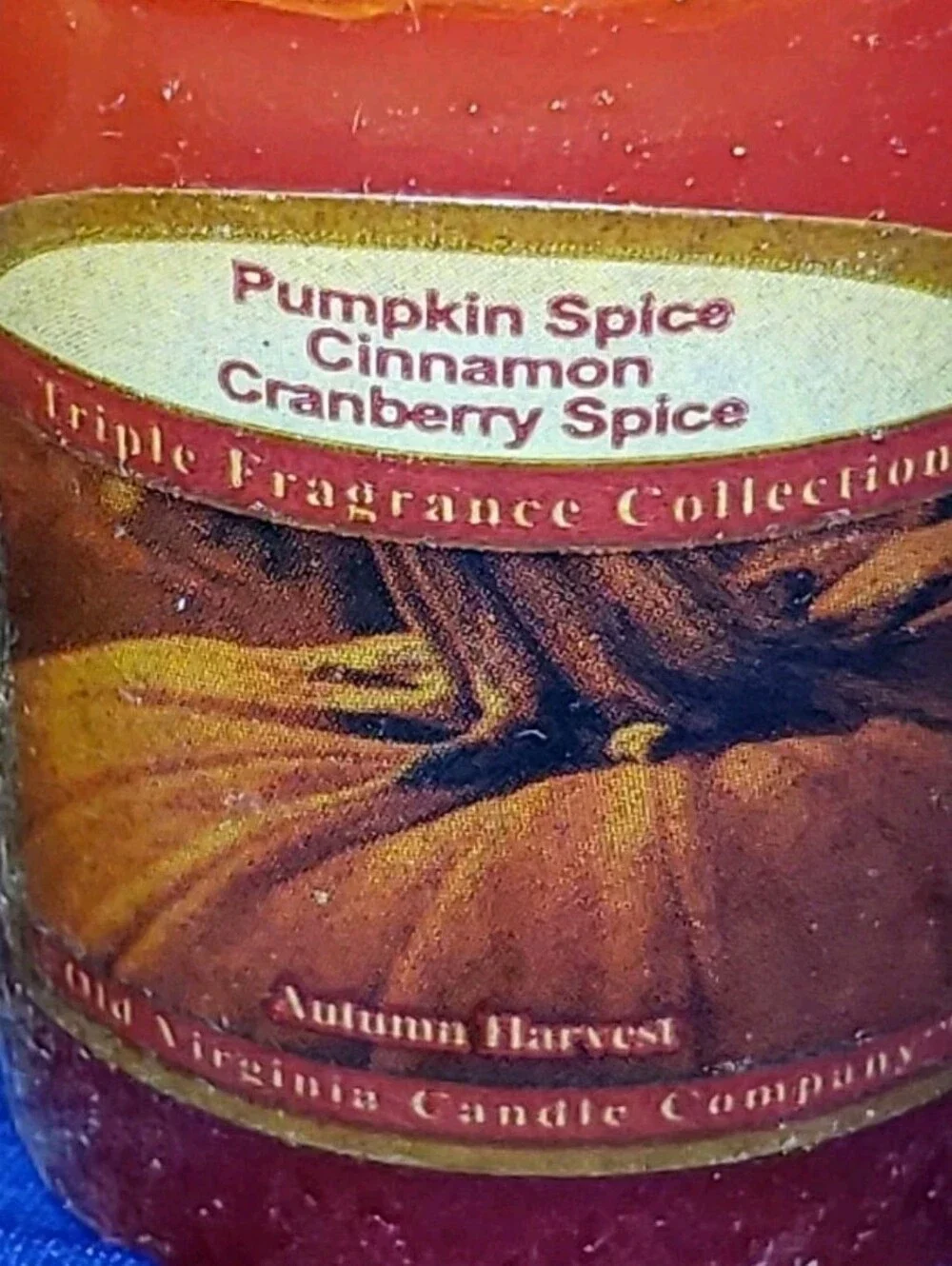 Vtg Old Virginia Candle Company Autumn Harvest Triplet  Votive Set Of 4 NOS